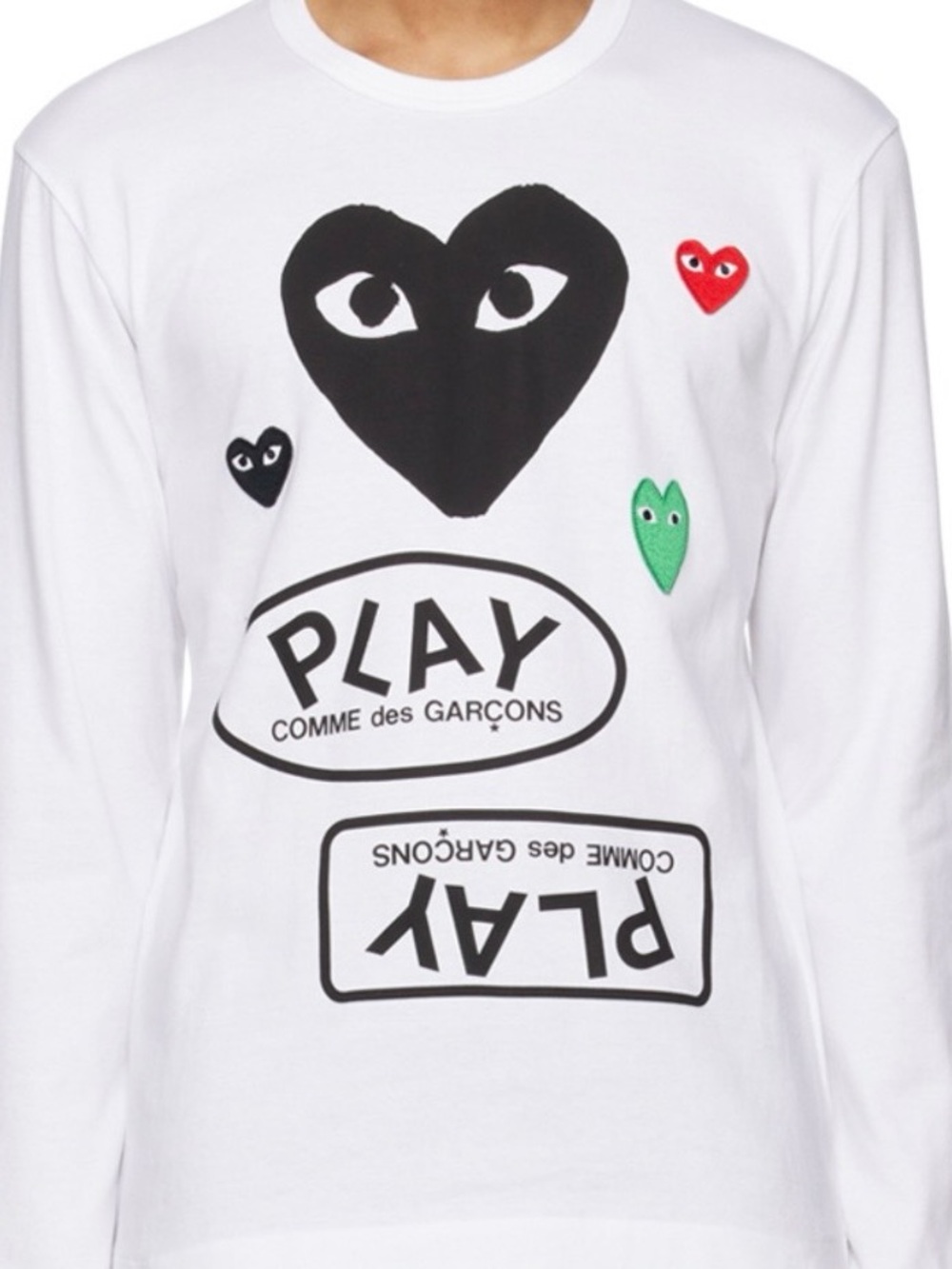 Comme des Garçons PLAY White Long-Sleeve Logo Heart Tee
